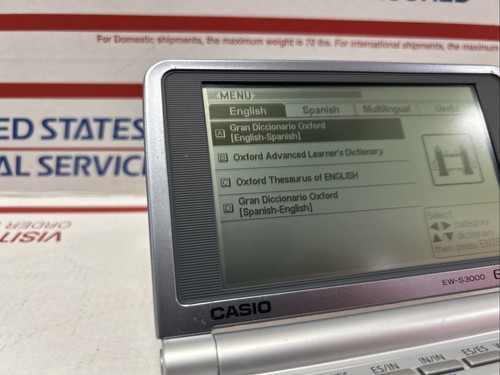 Casio EW-S3000 EX-word Electronic Dictionary English Spanish Works! Fast Ship - Picture 4 of 10
