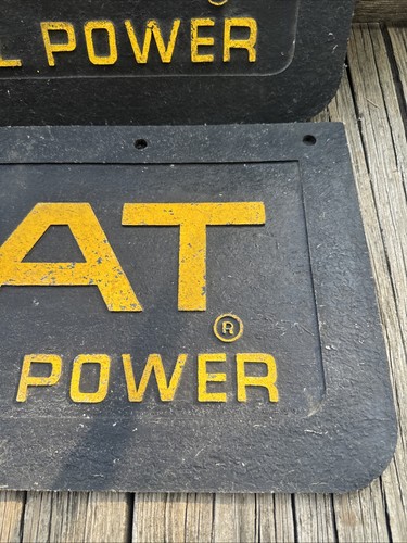 Vintage CAT Diesel Power Rubber Truck Mud Flaps Guards CATERPILLAR 24x14 (TS) - Picture 6 of 14