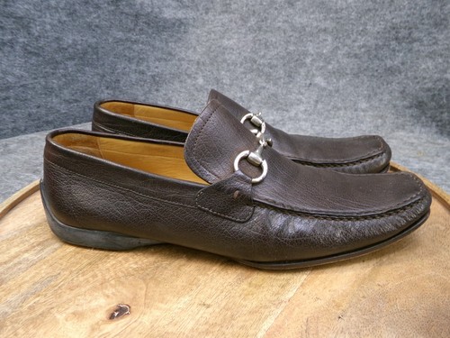 Magnanni Neiman Marcus Brown Horsebit Strap Men Size 9.5 M Loafers/Leather Shoes