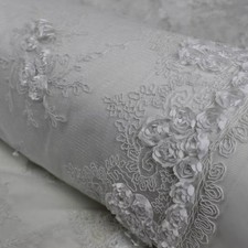 Andrea WHITE 3D Floral Matte Corded Embroidery on Mesh Lace Fabric by the Yard