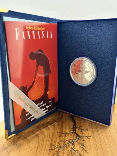 Disney Fantasia 1oz .999 Silver Coin Proof Medal Box & COA 50th Anni Limited Ed