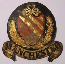 ANTIQUE FIREMARK INSURANCE PLAQUE MANCHESTER COPPER UNRESTORED 10" x 10"