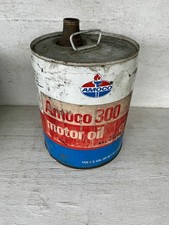 Vintage Amoco 300 Motor Metal Oil Can 5 Gallon Advertising Collectibles Patina