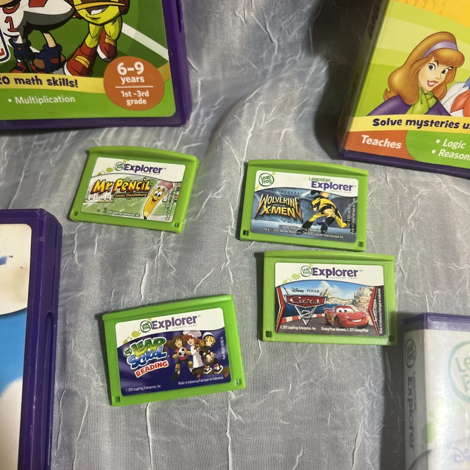 (8) LeapFrog Leapster Explorer Game Toy Story 3, Scooby-Doo, UP, NFL, Cars X-Men - Image 2 of 4