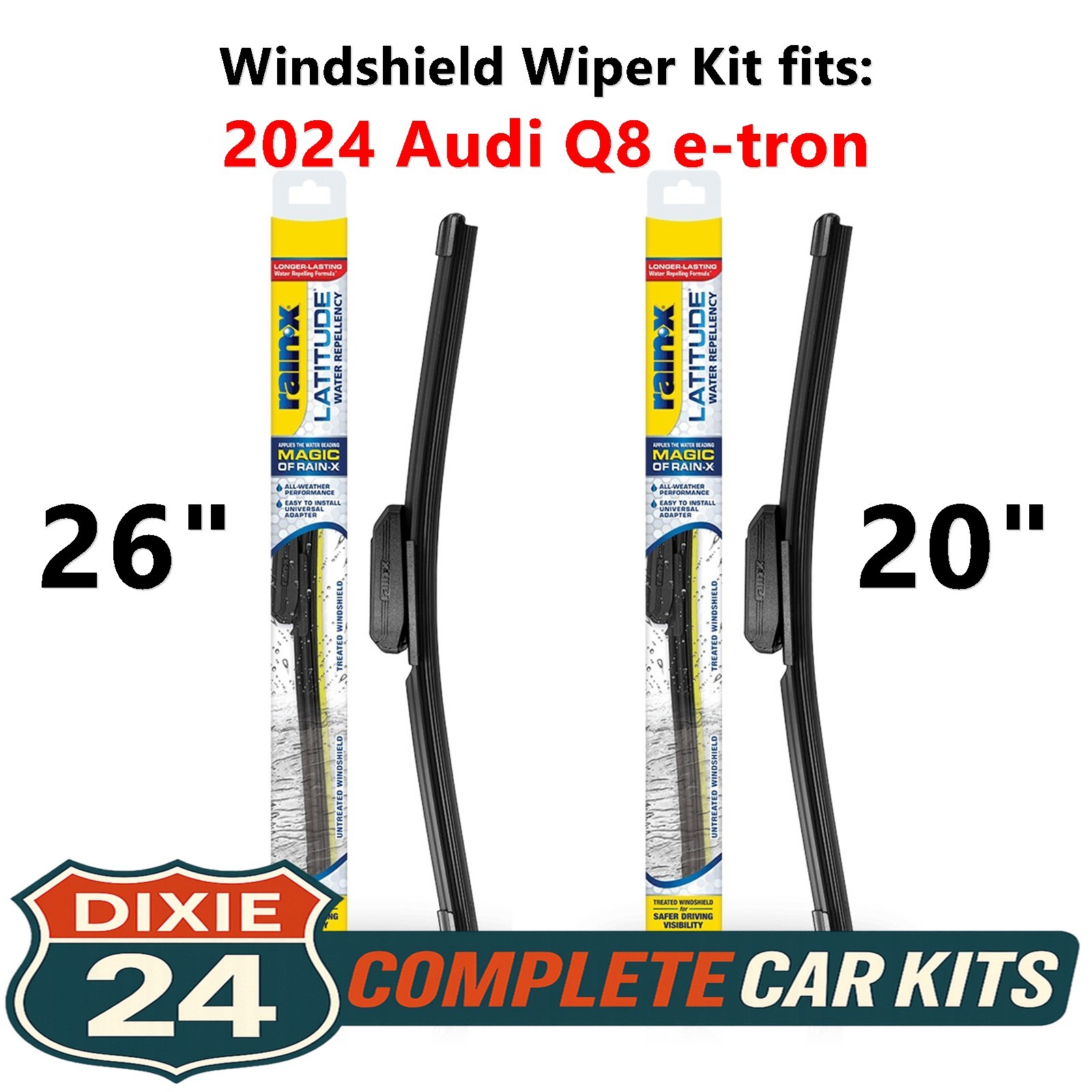 Rain-X Latitude 2-n-1 Windshield Wiper Kit fits: 2024 Audi Q8 e-tron (26" & 20")