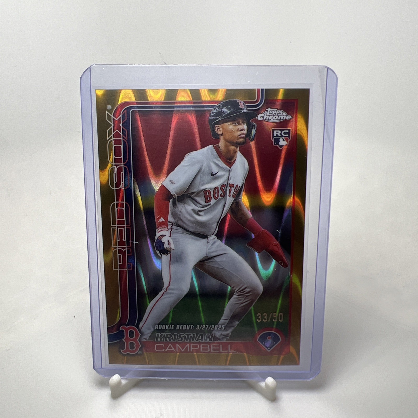 2025 Topps Chrome Kristian Campbell #171 Gold RayWave Refractor /50 (RC)