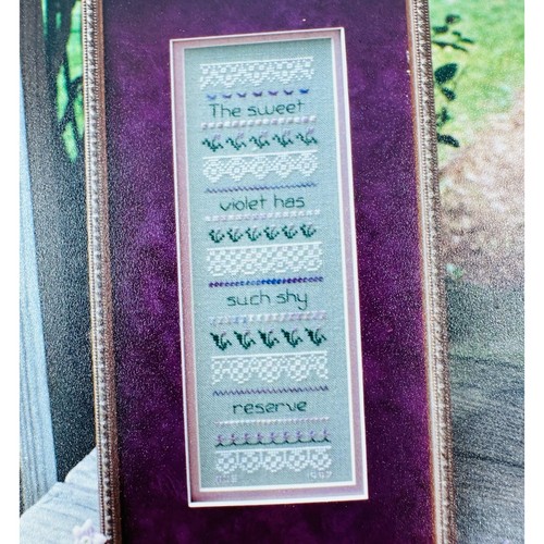 EARTH THREADS Violet and Lace Sampler Cross Stitch Embroidery Pattern - Picture 2 of 8