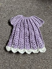 Crochet Purple Baby Dress 0-3 Months Brand New
