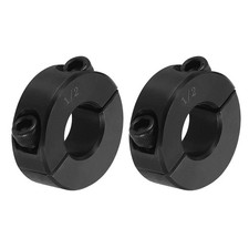 2Pcs 1/2" Bore Double Split Set Screw Shaft Collar OD 1-1/8", Black