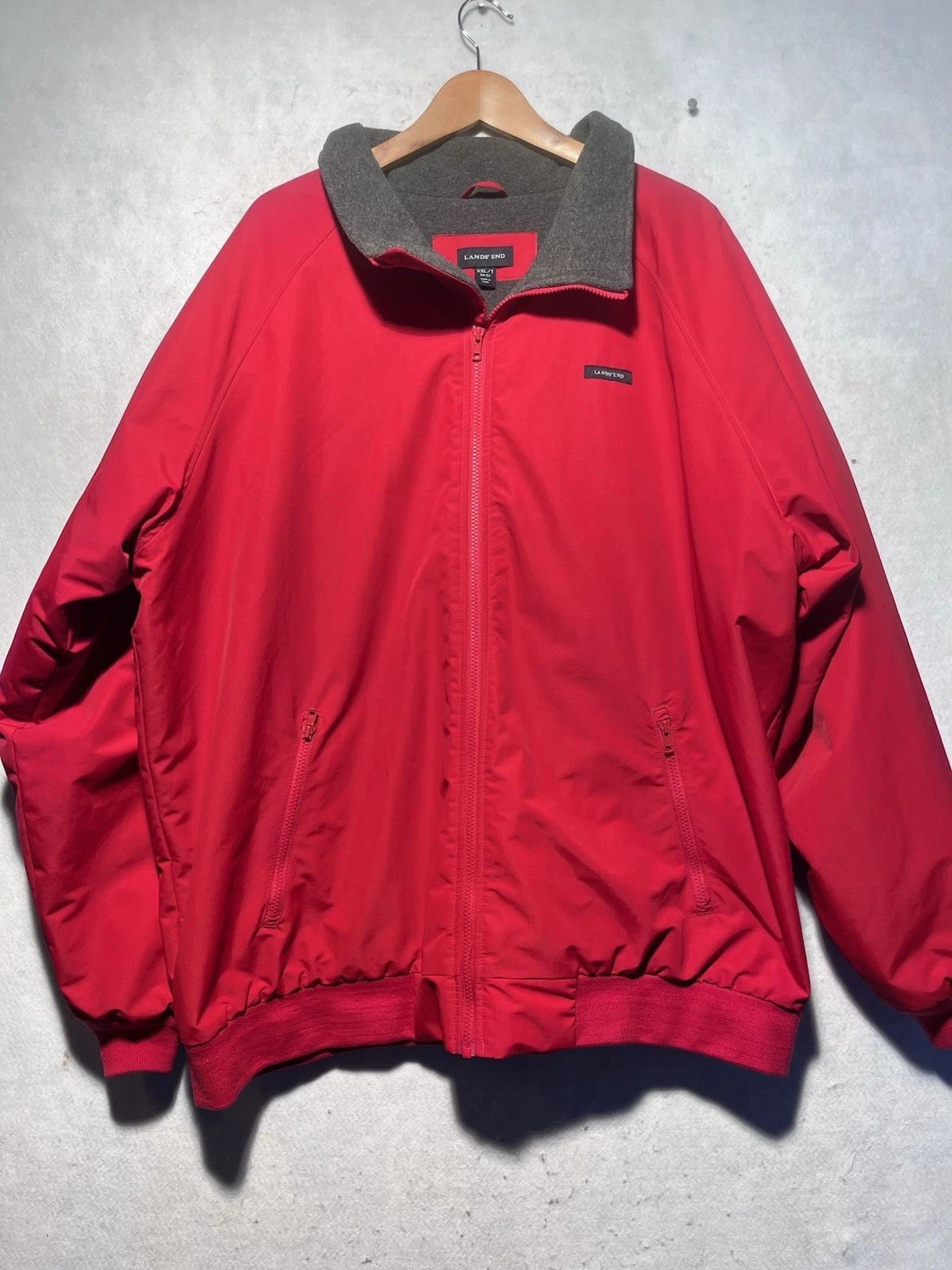 Lands End Soft Shell Red Coat Jacket Sz 2XL Thermacheck Lined Fleece XXL Winter