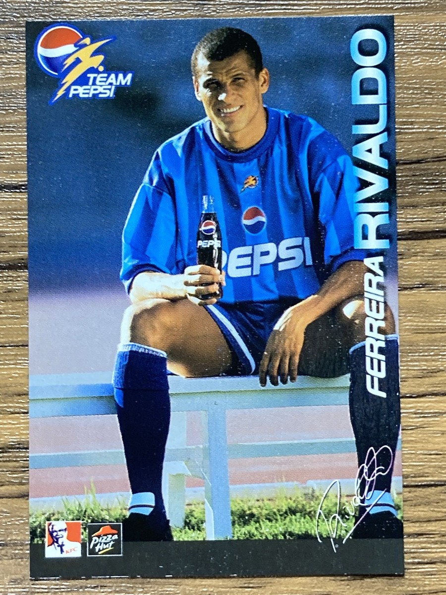 Team Pepsi 2000 Soccer Card Ferreira Rivaldo Brazil KFC Pizza Hat