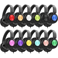 Wired Headphones 12-Pack Bulk for Kids Students, Multicolor, School Supplies