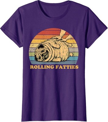Rolling Fatties Dog Funny Pug Meme Costume Ladies' Crewneck T-Shirt