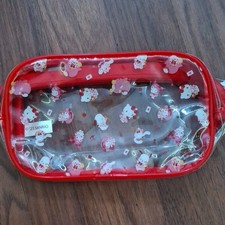 Sanrio Hello Kitty  Friends Red Clear Plastic Pencil Pouch 2025 MPN 231836