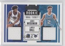 2020-21 Contenders Rookie Ticket Dual Swatches James Wiseman LaMelo Ball 10dw