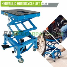 300lbs Hydraulic Motorcycle Lift Table 4 Wheels Atv Dirt Bike Scissor Jack Stand