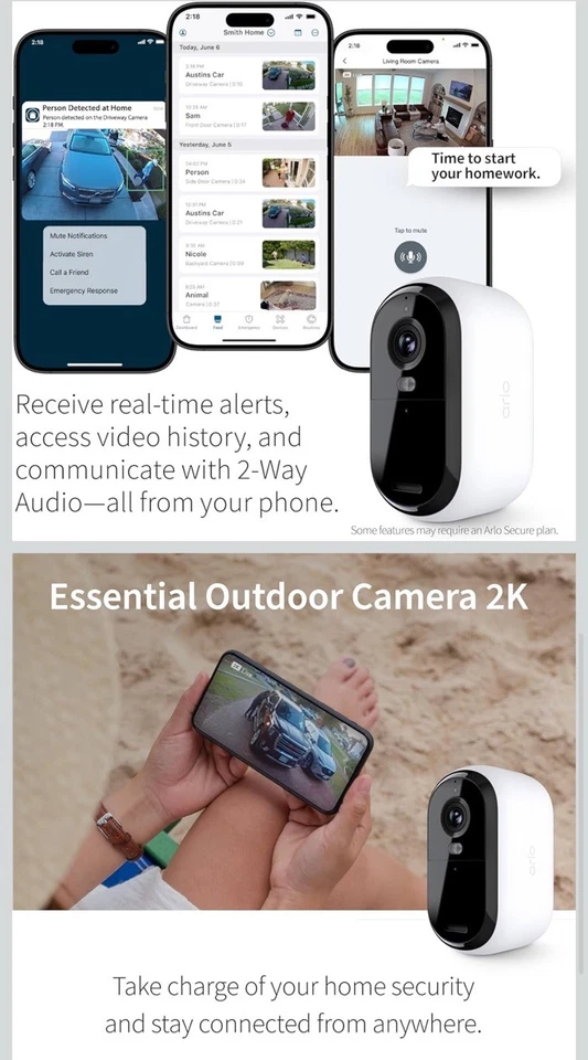 Arlo Cámara de Seguridad Esencial 2K Exterior - Interior 2 Generación Nueva - Image 3 of 4