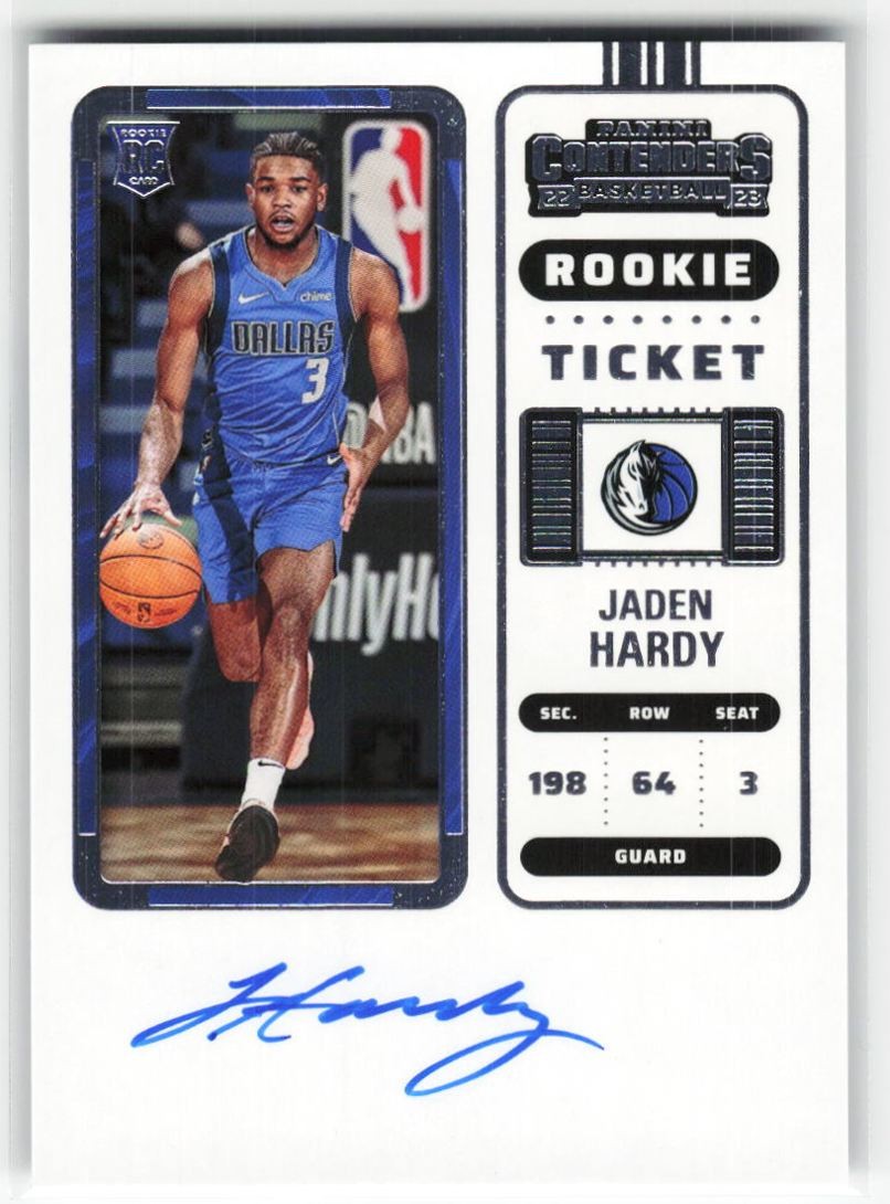 2022-23 Panini Contenders Rookie Ticket Auto Jaden Hardy RC Auto #145 Dallas