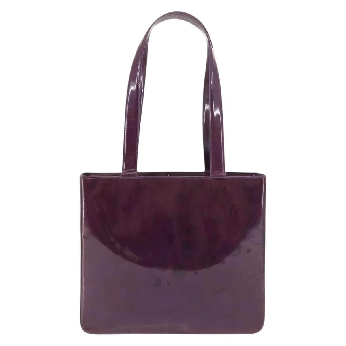 CHANEL Tote Bag Patent leather Purple Gold CC Auth bs29957 | eBay