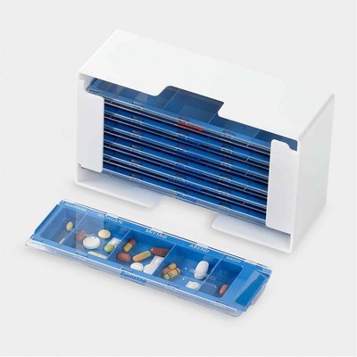 melipul Medikamenten-Dosierer XL-5 f.1 Woche mit 7 blauen MW-Dispenser 5 Fächer