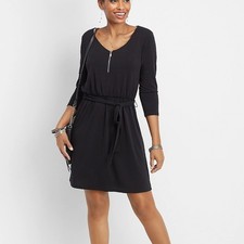 Maurice's Women's Plus Size Black V Neck Dress with Zipper Detail Size 0X