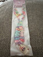 Children  s Necklace And Bracelet Set. Multi Color Beads. New In Package