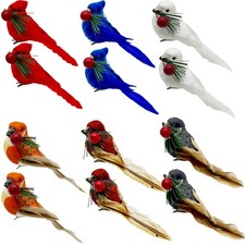 Best LWINGFLYER 12PCS Fake Birds Song Bird Clip on Ornaments for Christmas Tree