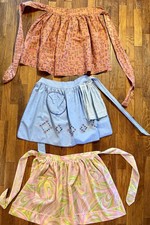 Set of 3 Vintage/Retro Waist Aprons Multicolor Abstract Fabric Pockets One Size