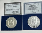 Masonic Freemason Grand Lodge Of Florida 1oz .999 Silver Rounds Set Of 2 W/COA’s
