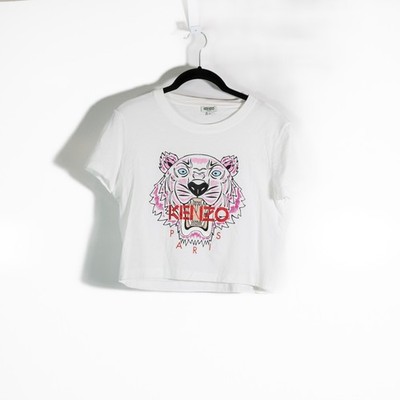Kenzo Women's Cotton Tiger Graphic Print Pattern Short Sleeve Tee Shirt Top M