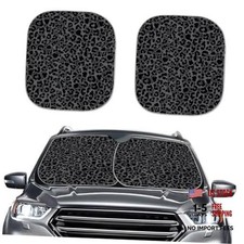Print Car Windshield Sun Shade, 2 Pcs Set, Wild Cheetah Car Black Leopard