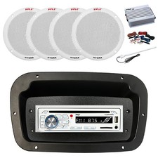 Pyle Marine CD Radio,Adapter,Spa Bezel, Ant,Amp,Kit, 4x 6.5'' 400W White Speaker