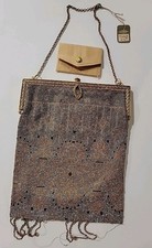 1920's Antique French Steel Cut Micro Beaded Art Deco Bag Purse w/ Mirror  Coin