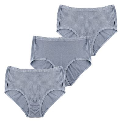 Damen Voll Slips Spitzenbesatz 3/6er Pack - Stern, Blumen, Punkte, Uni - Größen 12-26