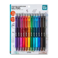Pen Gear 0.7mm Medium Gel Pens, Retractable, Assorted Ink, 12 Count,Comfort Grip