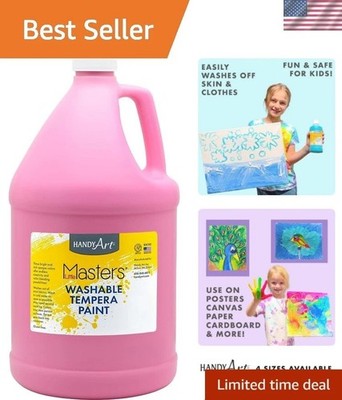 Safe & Washable Tempera Paint 128 oz - Bright Pink for Classroom Creativity