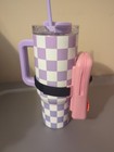 NEW Purple Checkered Tumbler With Attached Silicone Phone Case  — photo 3