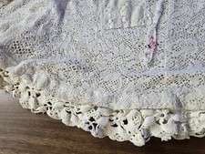VTG Upcycled Cream Floral Lace Midi Skirt Satin Waist Cottagecore Boho Fairy...