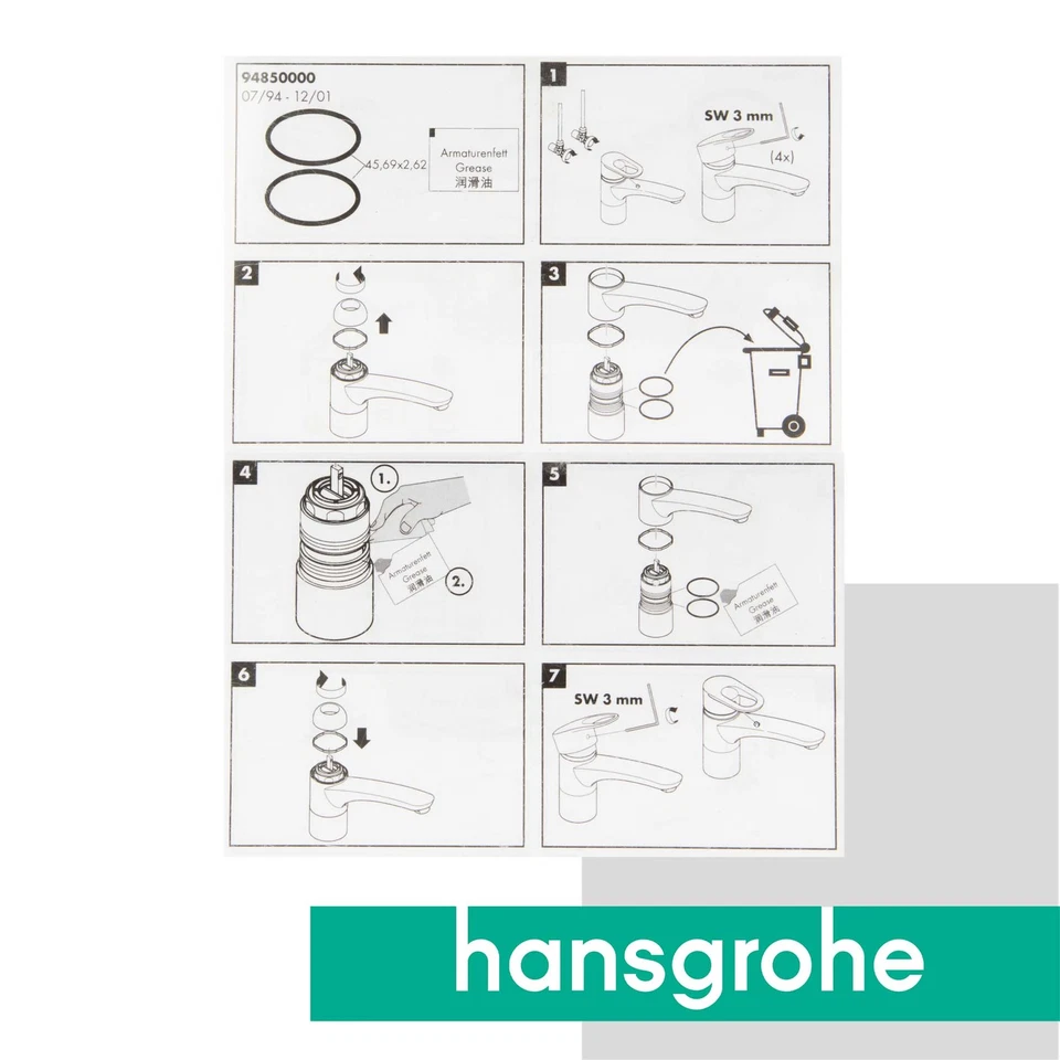 hansgrohe Dichtungsset 94850000 zu Mediano, Slim Picta Küchenarmaturen - Bild 2 von 2