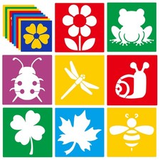 24 Pieces Stencils,Large Drawing Stencils Chalk Template,8 Inches Washable Sh...