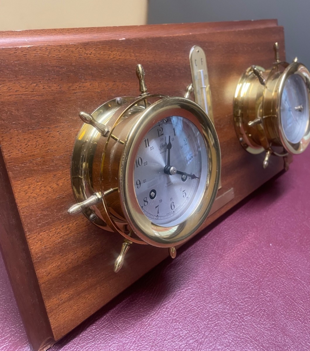 Schatz Ship Bell Clock Barometer & Thermometer 7 Jewels 8day