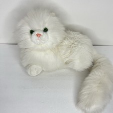 Vintage Russ Caress Soft Cat White Persian Nikki Realistic Fluffy Plush Toy NWT