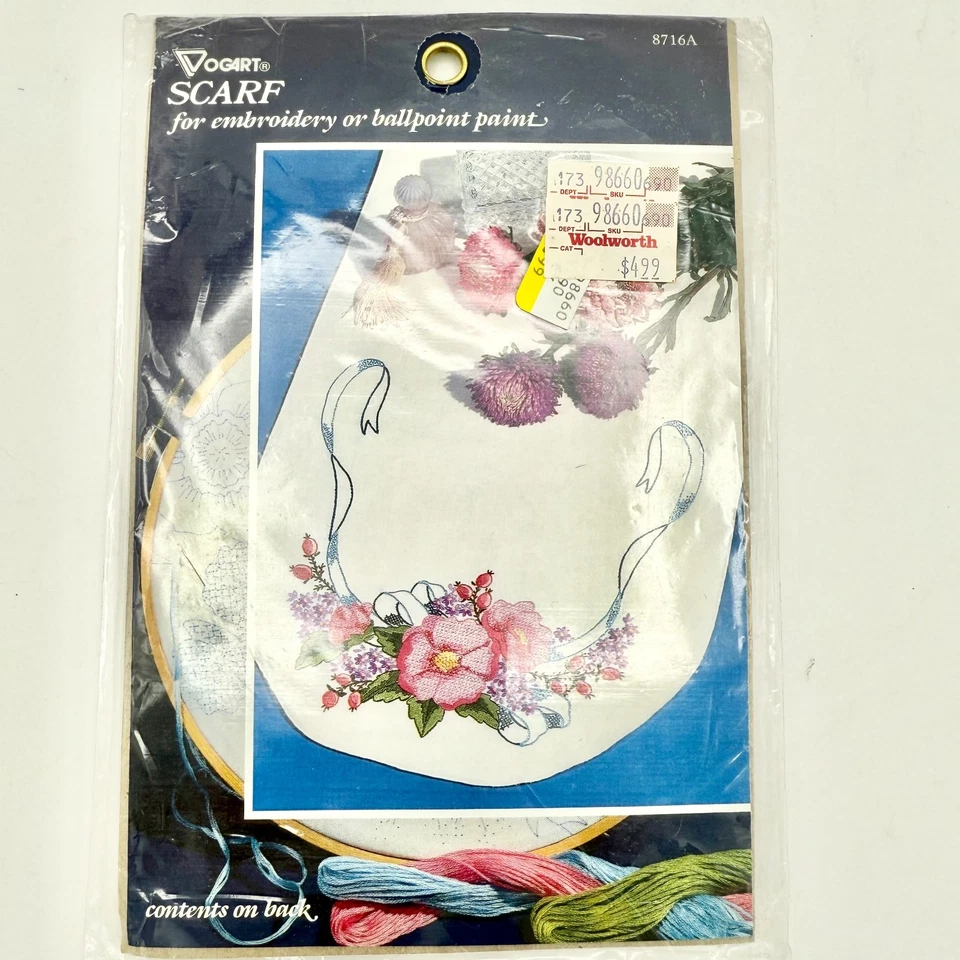 Lote 4 Kits de Bordado Vintage Vogart Bucilla WonderArt Fundas de Almohada Bufanda Muestreador Foto 4 de 4