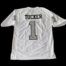 TRE TUCKER SIGNED AUTOGRAPH LAS VEGAS RAIDERS CUSTOM JERSEY BECKETT BAS COA