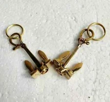 Set of 2 Anchor Brass Handmade Nautical Key ring Handcuff Key chain Gift Item
