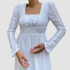 Vintage 70's Gunne Sax White Eyelet Milkmaid Bridal Dress Jessica McClintock