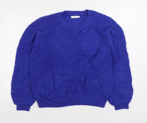 Cotton Traders Womens Blue Round Neck Acrylic Blend Jumper Size 12 - Picture 1 of 12