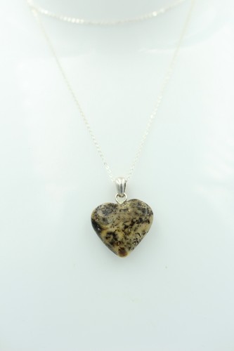 Collana Cuore In Argento 925 Con Ambra Gioielli A Forma Di Cuore - Foto 8 di 9