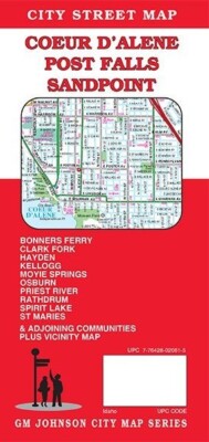 City Street Map of Coeur D'Alene, Post Falls, & Sandpoint, Idaho, GMJ Maps 