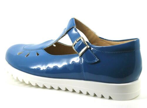 Petasil Tina Girls Kids / Youth Turquoise Blue Patent Leather T Bar Buckle Shoes - Picture 3 of 6
